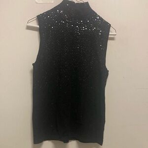 /ONCE AGAIN Black Sequin Sleeveless Top